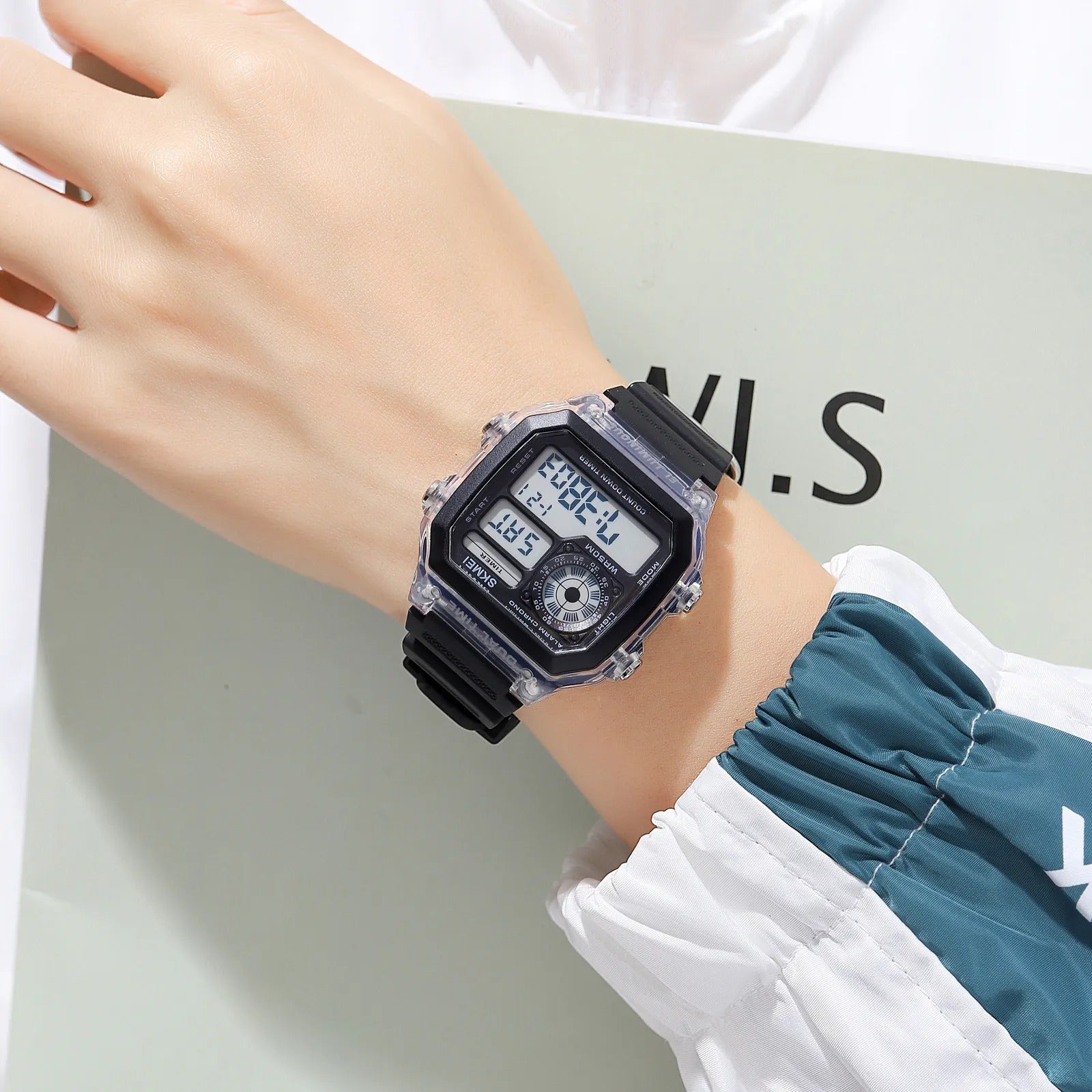 Skmei - 1998 - Digital Sports 50M Waterproof Watch - White image 4
