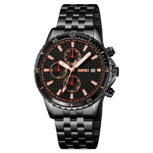 SKMEI - 9334 - Quartz Chronograph Analog Dial Stainless Steel Watch - black/black image 0