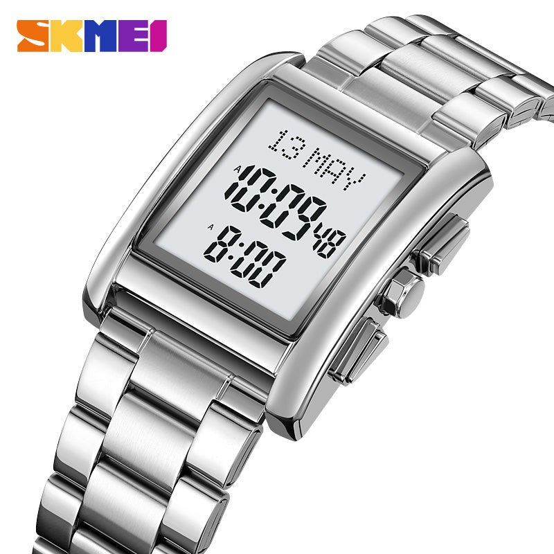 SKMEI - 2092 - Qibla Azan Time Reminder Prayer Watch - silver image 1