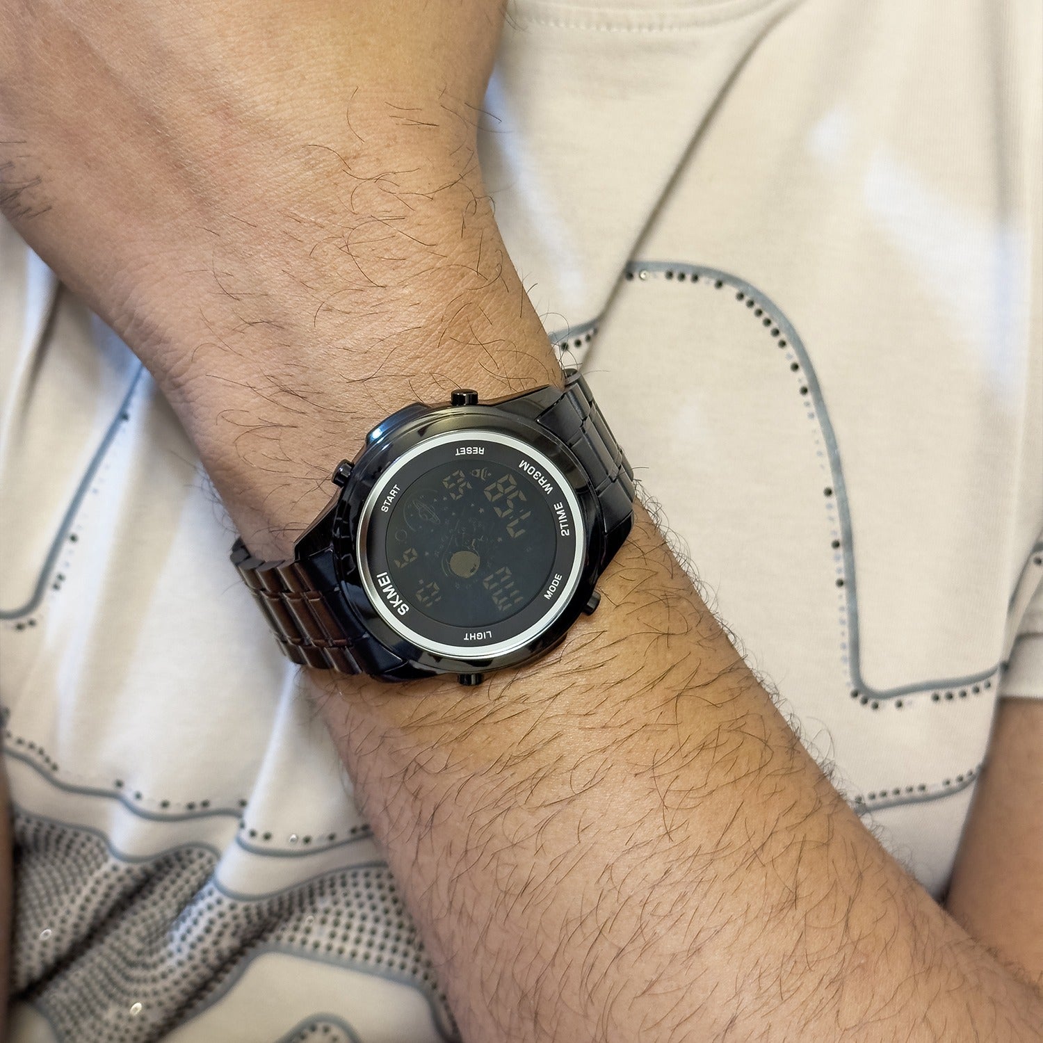 Skmei - 2019 - Advanced Digital Features Dual Time Watch - black-black image 3