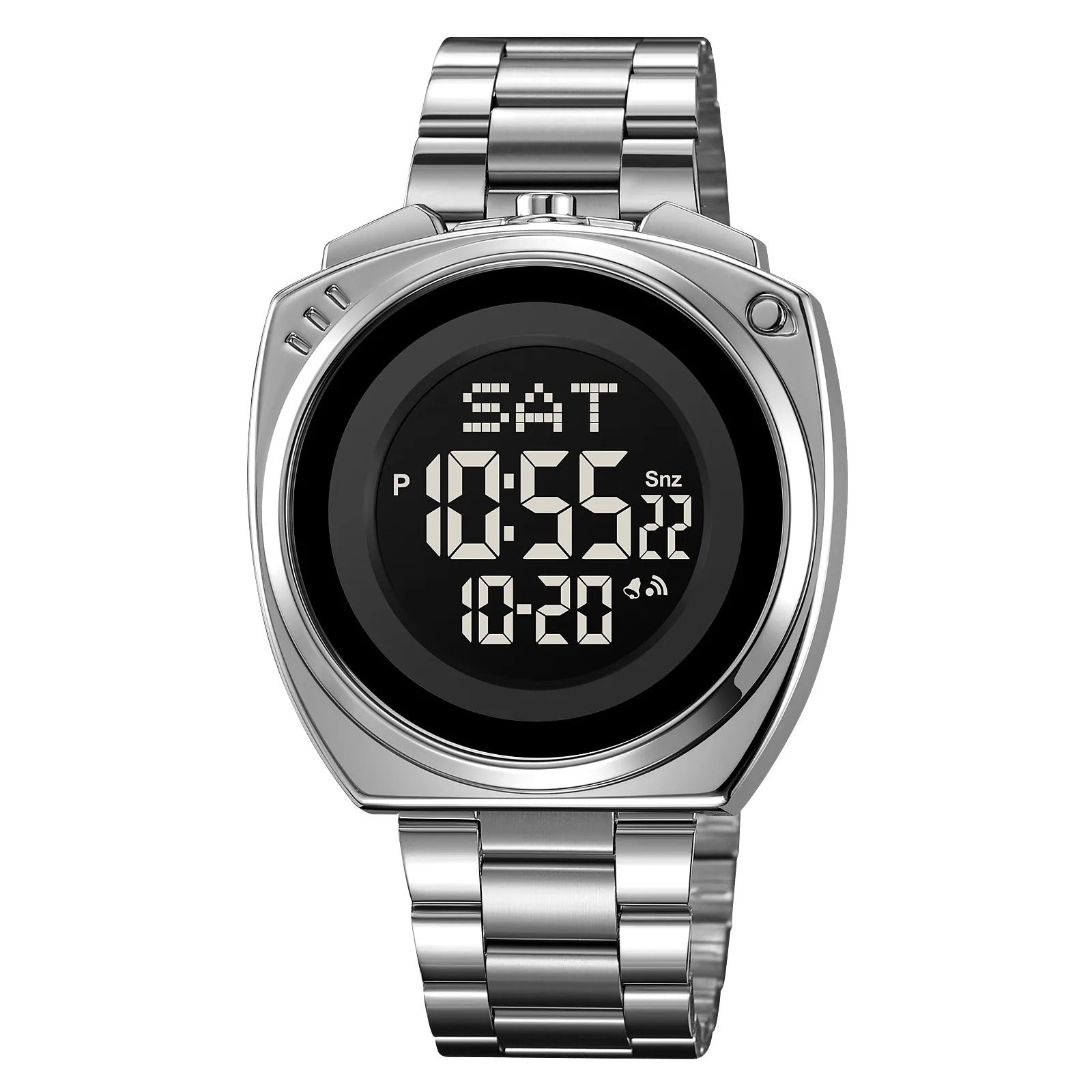 SKMEI 2242 Round Digital Stainless Steel Watch - silver/black image 0