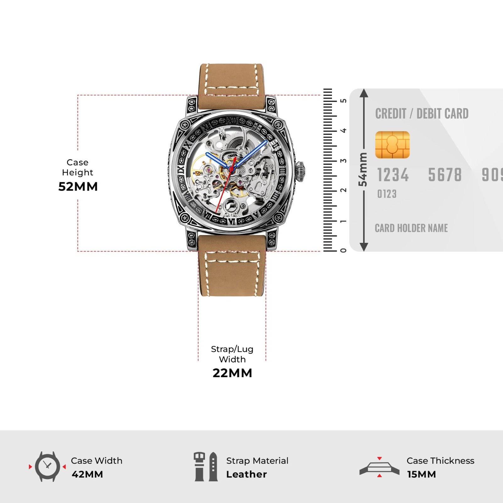 SKMEI - 9271 - Premium Automatic Skeleton Watch - brown image 4
