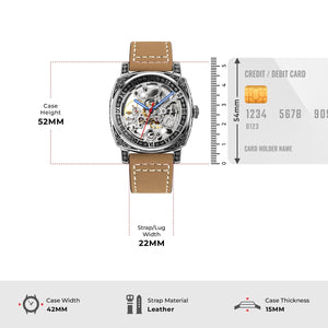 SKMEI - 9271 - Premium Automatic Skeleton Watch - brown image 4