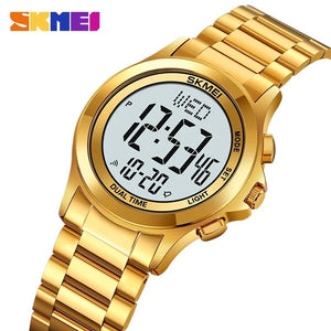 SKMEI 2271 Dual Time Digital Steel Watch - gold