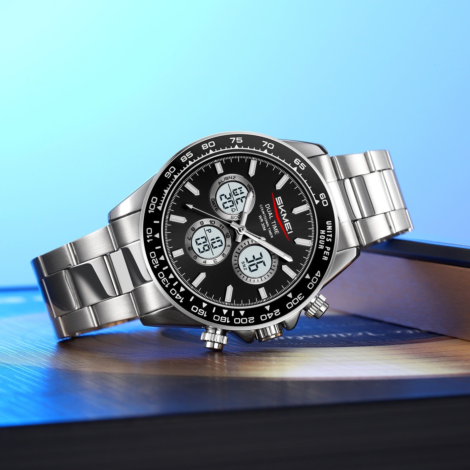 SKMEI - 2505 - Electronic Quartz Dual Display Watch - Silver/Black-Steel image 4