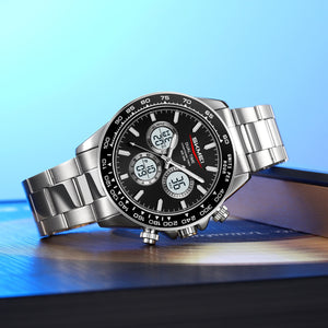 SKMEI - 2505 - Electronic Quartz Dual Display Watch - Silver/Black-Steel image 4