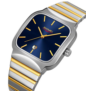 SKMEI 9361 Classic Minimal Square Watch - silver/Gold-blue