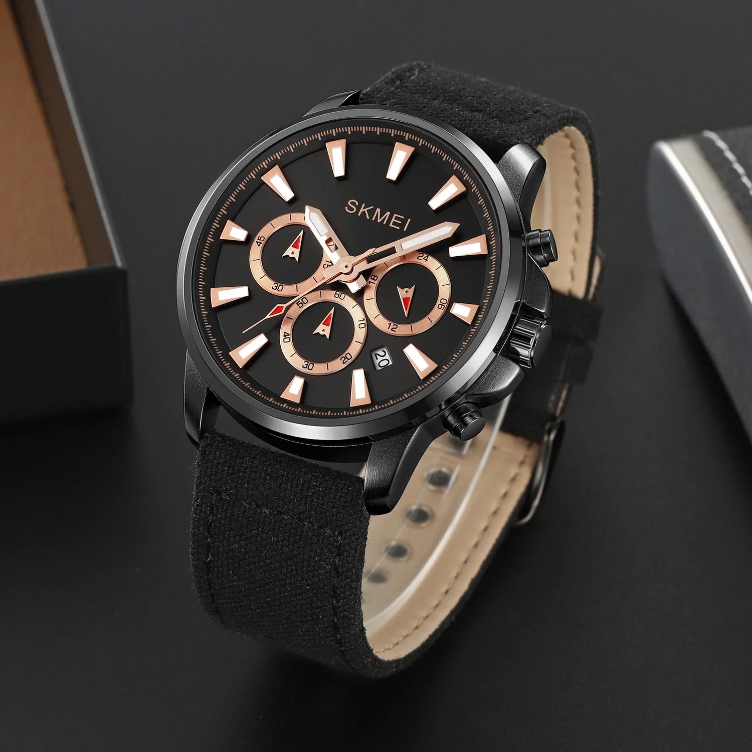 SKMEI - 2071 - High Quality Luxury Watch - Black/Black-Nylon image 0