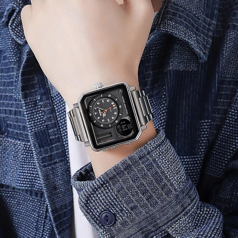 SKMEI - 2025 - LED Backlight Large Screen Multi-Time Zone Waterproof Watch - Silver image 3