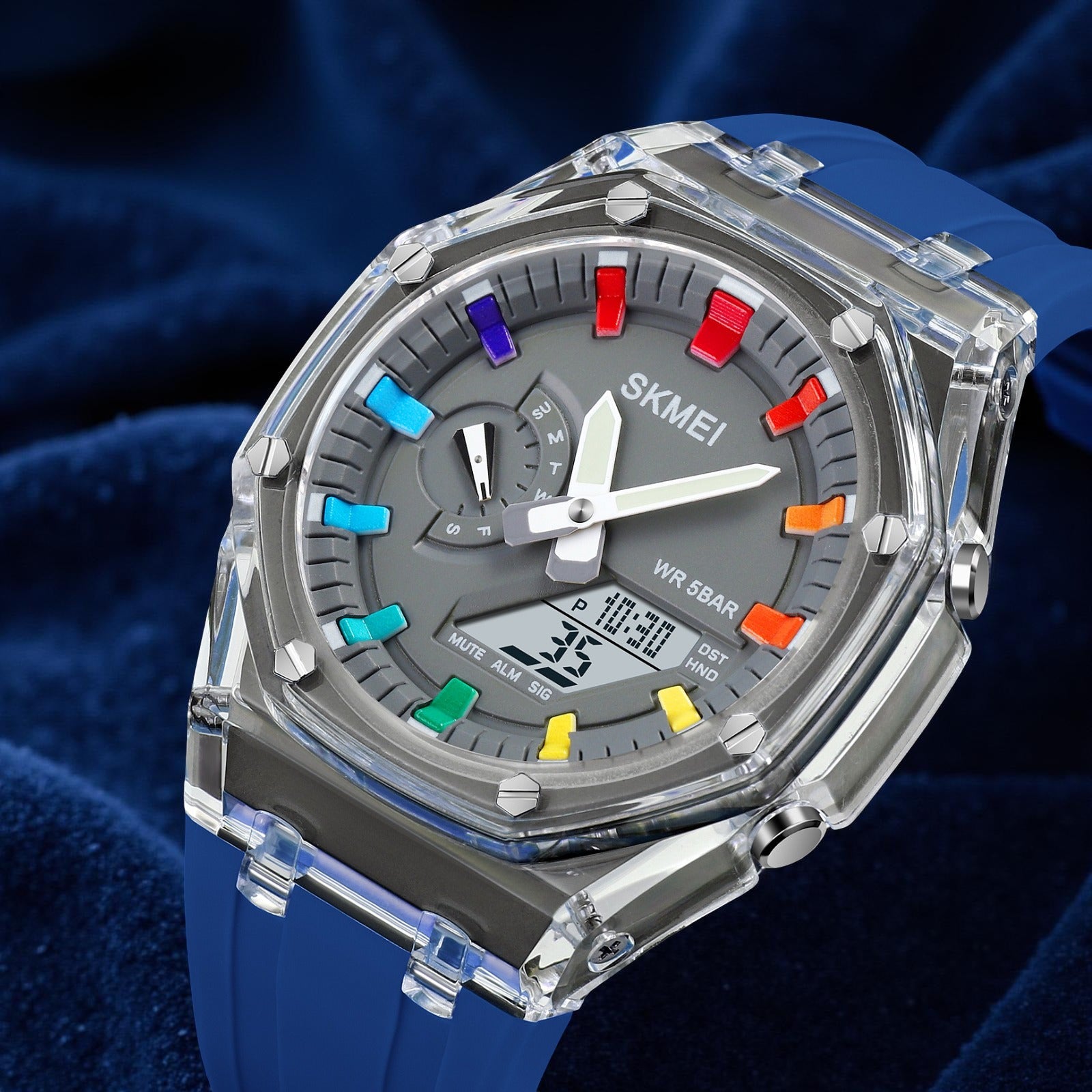 Skmei - 2100 - World Time 50m Waterproof - Blue image 1
