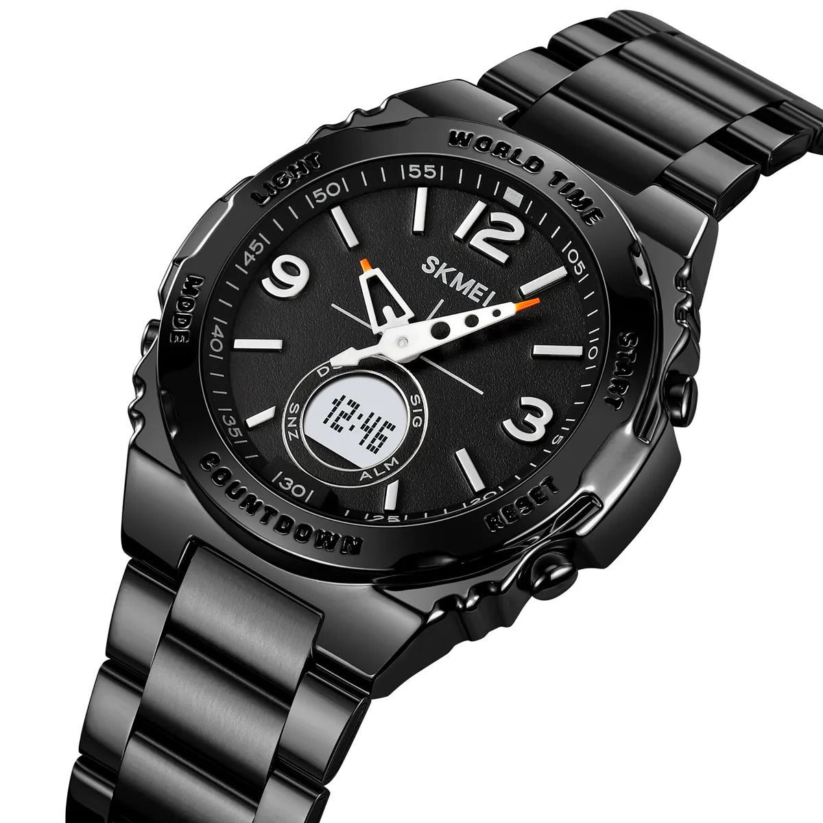 Skmei – 2310 – Digital World Time Analog Watch – Black/Black image 0