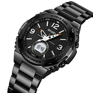 Skmei – 2310 – Digital World Time Analog Watch – Black/Black image 0