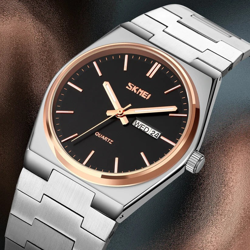 SKMEI - 9288 - Business Class Luxury Watch - Silver/Rosegold-Black image 7