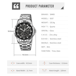 Skmei - 9337 - Digital Stainless Steel Watch - Silver/Black image 5