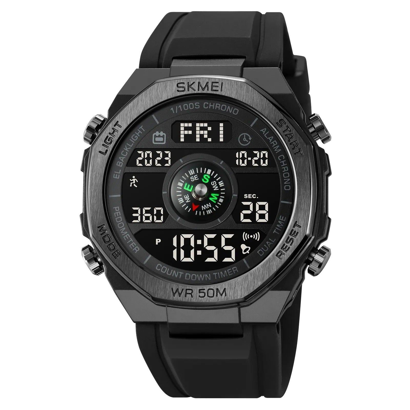 SKMEI - 2209 - Digital Step Count Pedometer Watch - Black/Black image 0