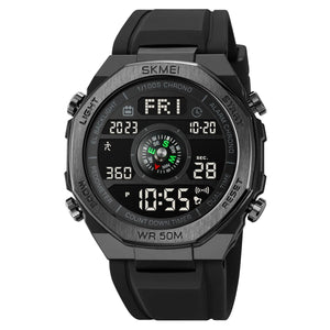 SKMEI - 2209 - Digital Step Count Pedometer Watch - Black/Black image 0