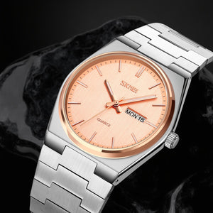 Skmei 9288 – Business Class Luxury Watch – Silver/RoseGold/Rose Gold image 1