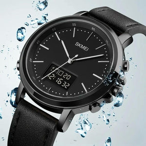 Skmei - 1652 (Strap) - Multifunctional Waterproof - Black/Black-Leather image 0