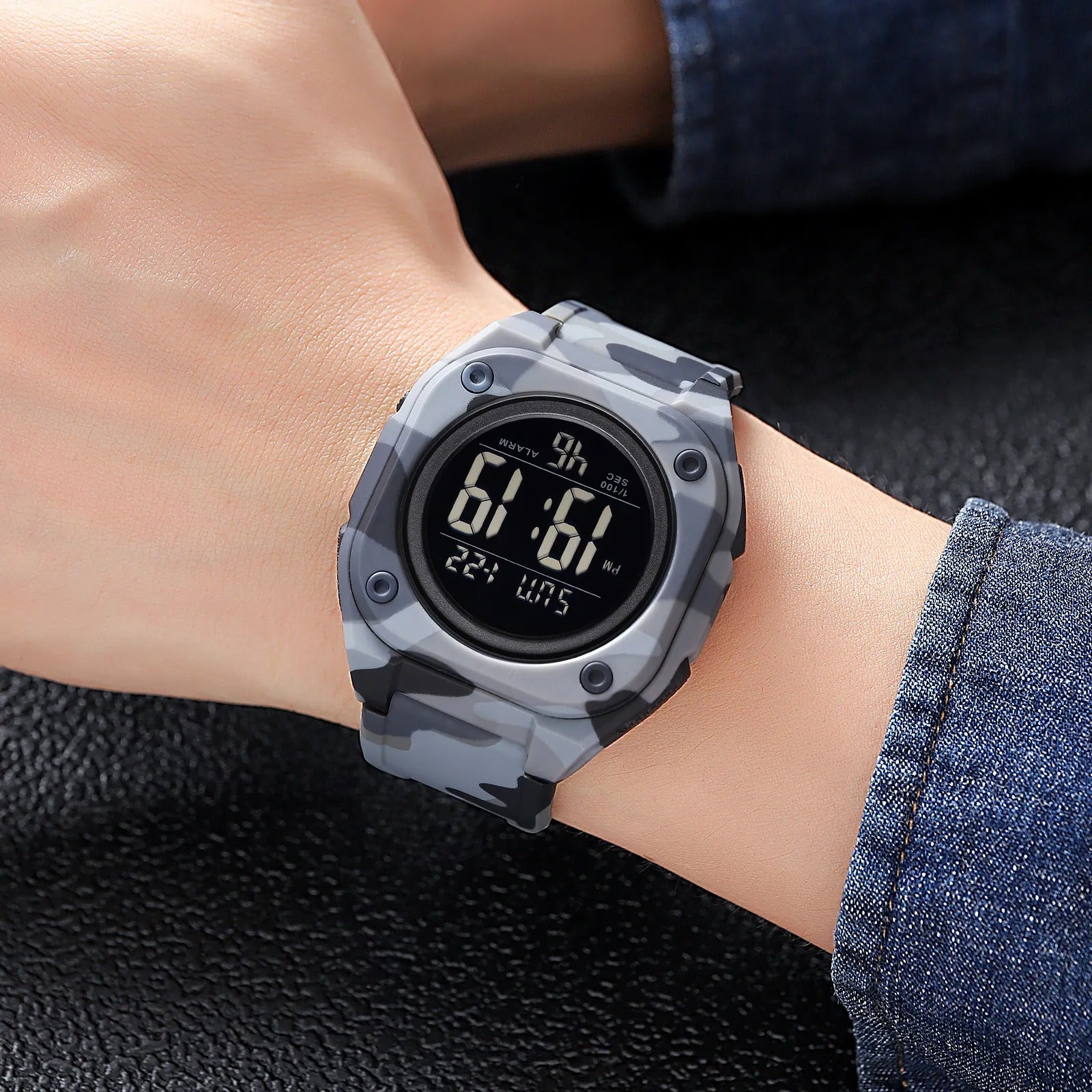 Skmei - 2160 - Smart Digital Functions Watch - grey camo image 2