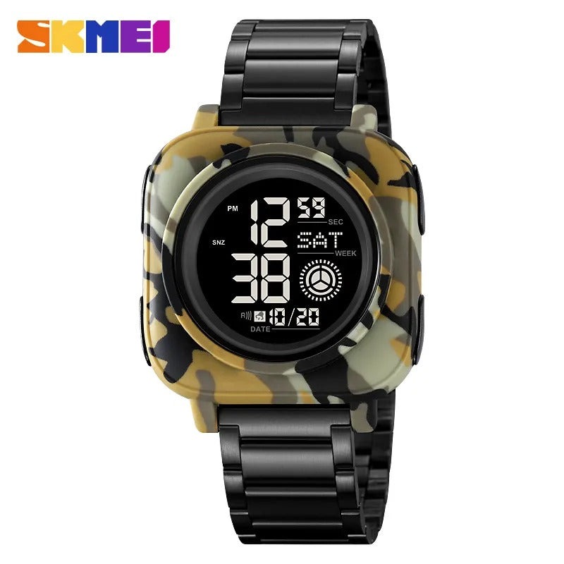 SKMEI 2131 Square Dial Digital Dual Time Watch - armygreem/camo image 0