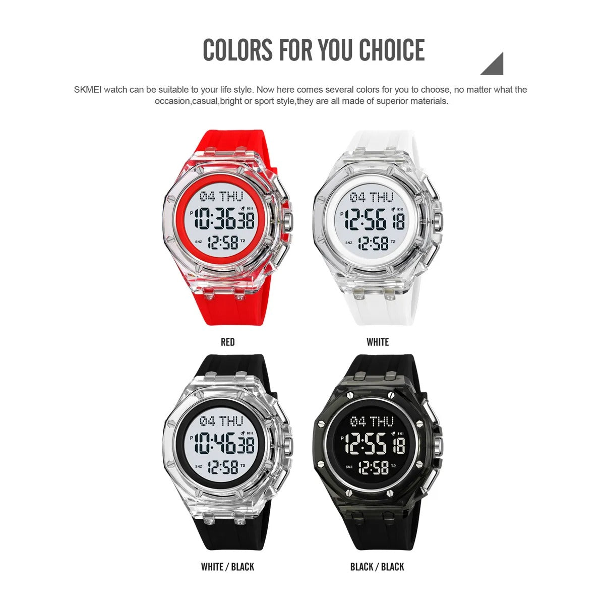 Skmei - 2481 - Heavy Duty Sports Digital Watch - white/black image 6