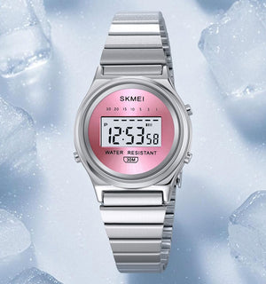 SKMEI - 2521 - Women Digital Stainless Steel Watch - silver/pink image 0