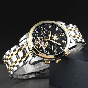 SKMEI - M029 - Automatic Movement Skeleton Watch - gold/silver black image 7