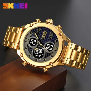 Skmei - 1975(chain)- 30m Waterproof Mutifunctional - Gold/Black image 1