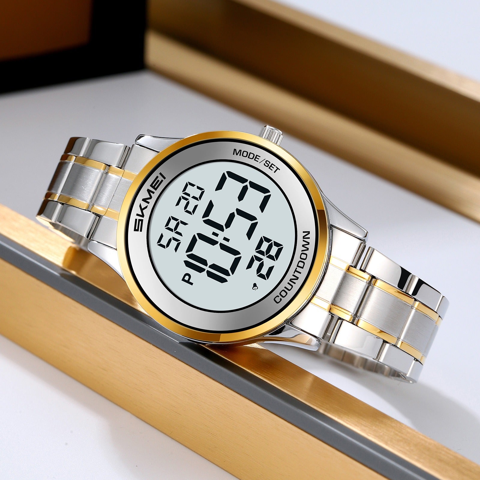 SKMEI 2425 Round Digital Countdown Watch- gold/silver image 1