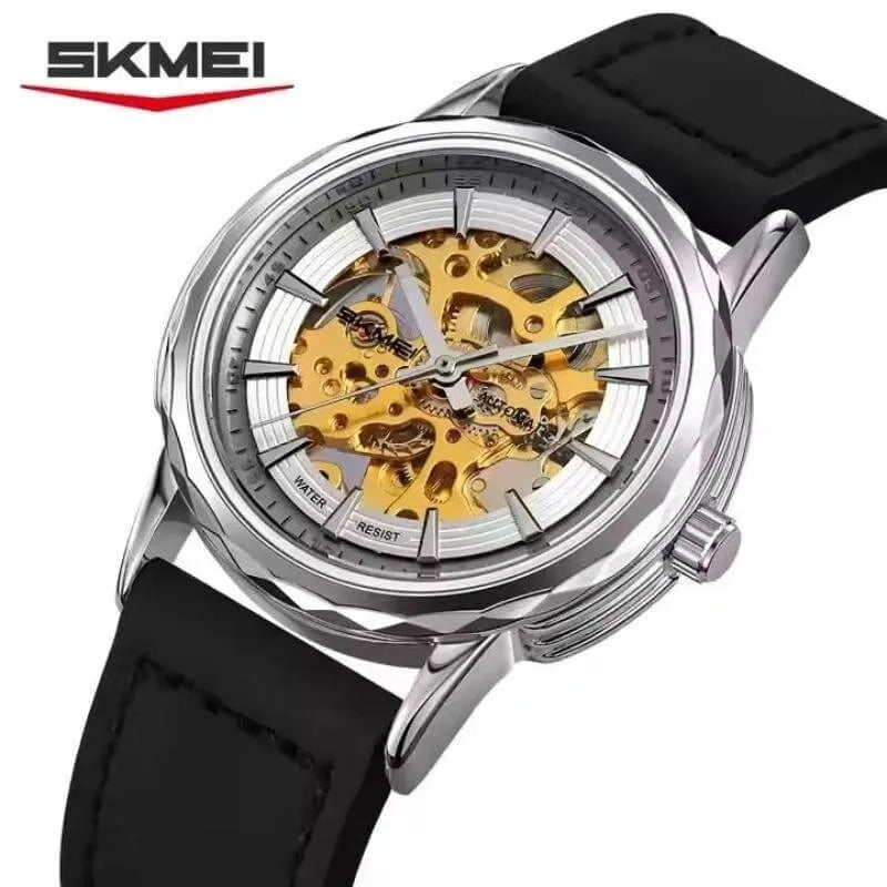 SKMEI - M035 - High Quality Mechanical Watch - silver-black Leather image 0