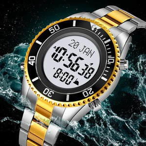 SKMEI - 2141 - Qibla Azan Time Reminder Prayer Watch - silver/gold image 1