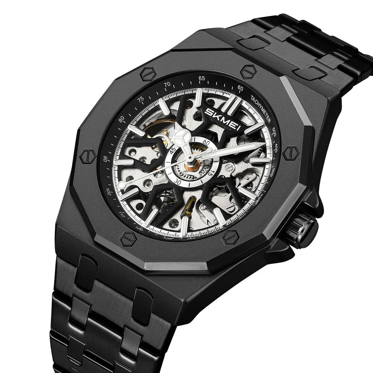 SKMEI - M036 - Automatic Movement Skeleton Dial - black-steel image 0