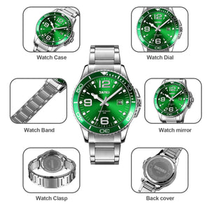 Skmei – 9278 – Luxury Stainless Steel Quartz Watch – Green image 3