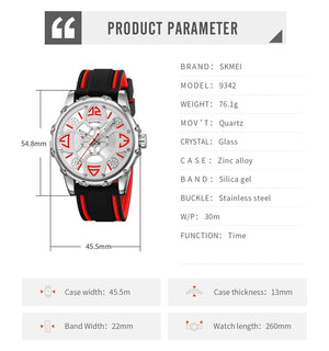 SKMEI 9342 Racing Analog Quartz Sports Watch - Red image 4