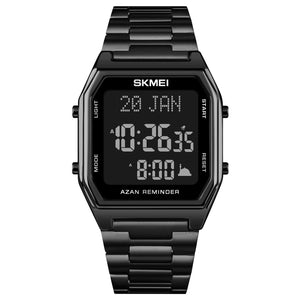 SKMEI - 1763 - Qibla Azan Time Reminder Prayer Watch - black/black image 0