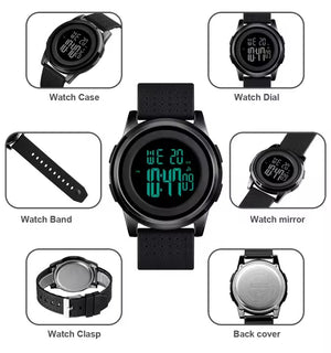 SKMEI - 1502 - Digital Thin Dial Waterproof Wrist Watch - black/black image 4