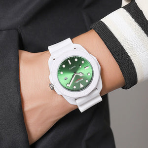 Skmei - 2393 - Quartz Analog Silicone Strap Watch - white/green image 2