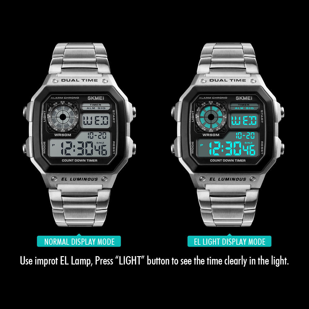 Skmei - 1335 - Digital Sports Countdown Waterproof Watch - Silver image 5