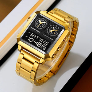 SKMEI - 2204 - Digital Luminous 4 Time Square - gold/black image 1