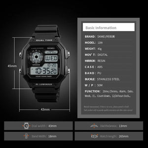 SKMEI 1299 Digital Dual Time Sports Watch - black image 2