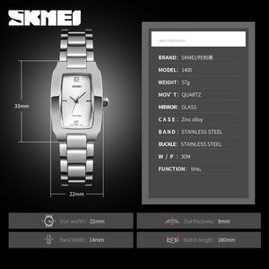 SKMEI - 1400 - Women Stainless Steel Rectangle Dial Elegant Watch - silver image 5