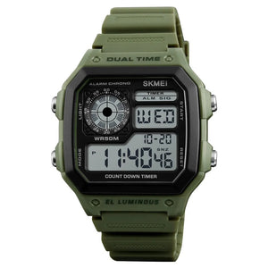 SKMEI 1299 Digital Dual Time Sports Watch - armygreen image 1