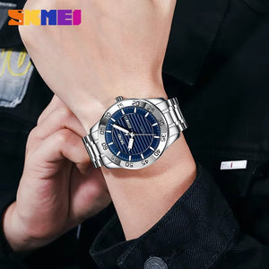 Skmei - 9293 - Premium Steel Quartz Performance Watch - silver/blue image 6