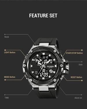 Skmei - 2119 - Sports Dual Display Electronic Watch Waterproof - Silver image 2