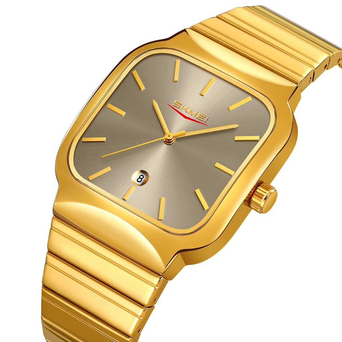 Skmei - 9361 - Luxury Square Men Quartz Watch Waterproof - gold/grey image 0