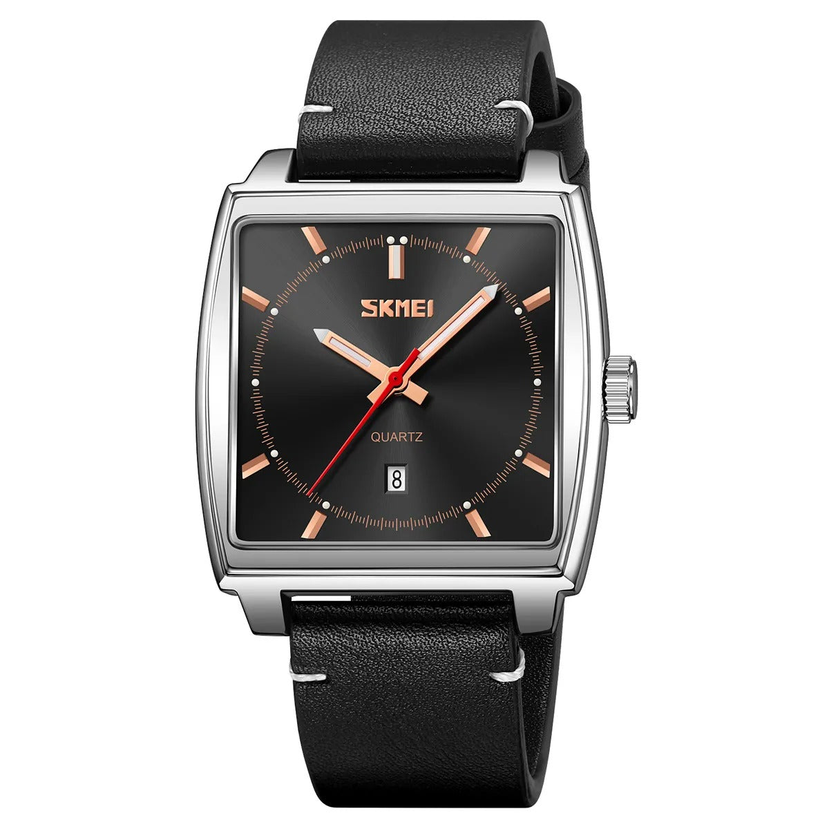 Skmei - 9316 - Elegant Square Analog Watch - silver/black image 0