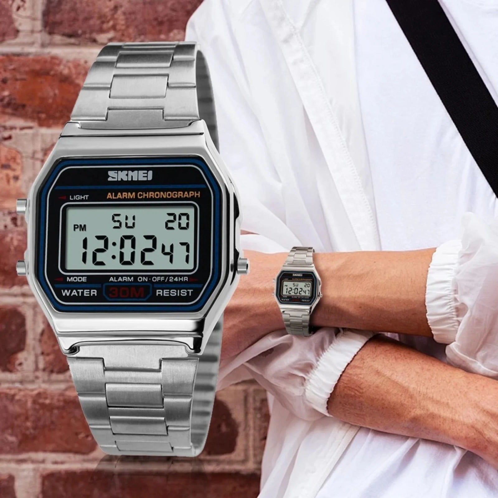 Skmei - 1123 - Digital Stainless Steel Watch - Silver image 4