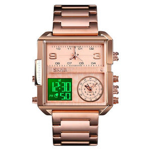 Skmei - 1584 - Sports Quartz Waterproof Tiple time - RoseGold-Steel image 0