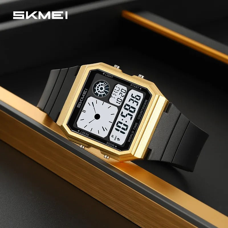 SKMEI - 2347 - Digital Sports Countdown Waterproof Watch - Gold/Black image 2