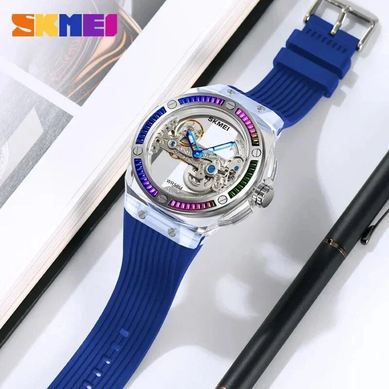 Skmei – M032 – Hollow Automatic 50M Waterproof - Blue image 2